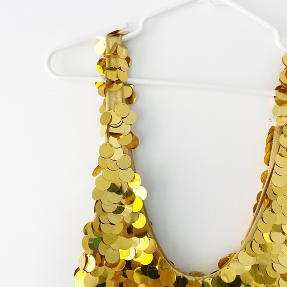 Paris Hilton Gold Sequin Paillettes Gold Dress Y2K Vintage Deadstock - Picture 12 of 16